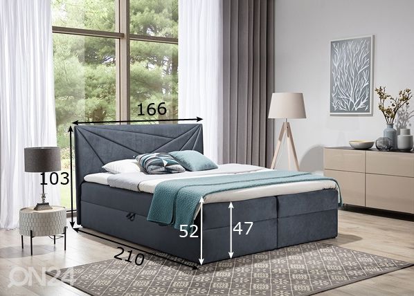Pesukastiga Pocket kontinentaalvoodi 160x200 cm mõõdud