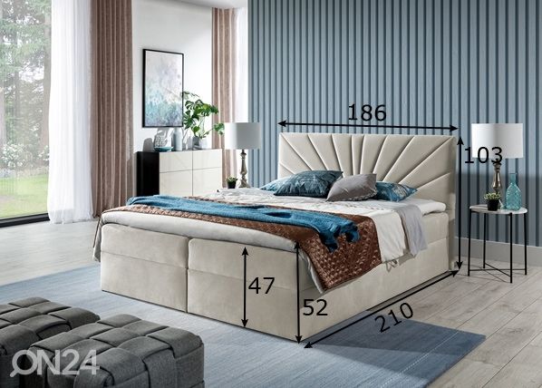 Pesukastiga Pocket kontinentaalvoodi 180x200 cm mõõdud