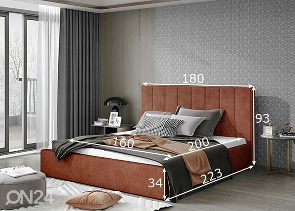 Pesukastiga voodi 160x200cm mõõdud