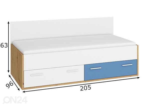 Pesukastiga voodi 90x200 cm mõõdud