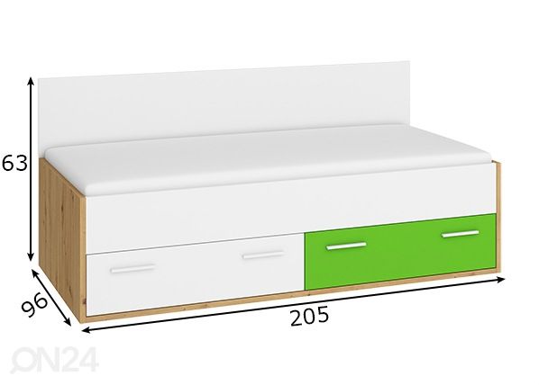 Pesukastiga voodi 90x200 cm mõõdud
