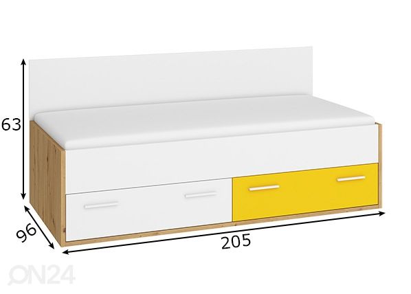 Pesukastiga voodi 90x200 cm mõõdud