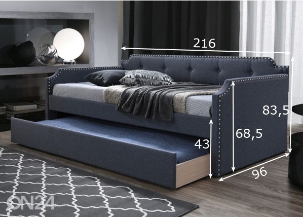 Pesukastiga voodi 90x200 cm mõõdud