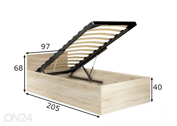 Pesukastiga voodi 90x200 cm mõõdud