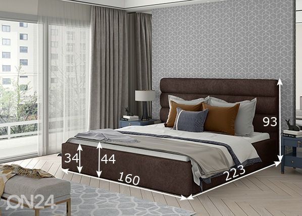 Pesukastiga voodi Caramel 140x200 cm mõõdud