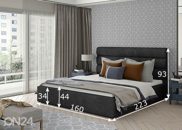 Pesukastiga voodi Caramel 140x200 cm mõõdud