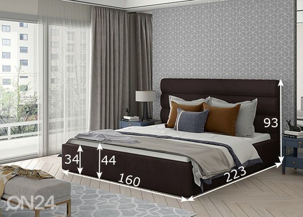 Pesukastiga voodi Caramel 140x200 cm mõõdud