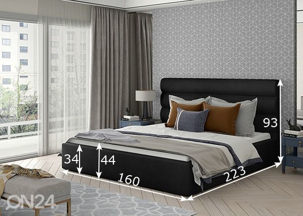 Pesukastiga voodi Caramel 140x200 cm mõõdud