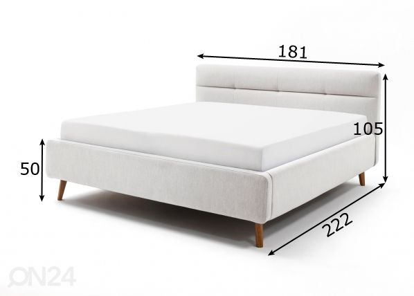 Pesukastiga voodi Lotte 160x200 cm mõõdud