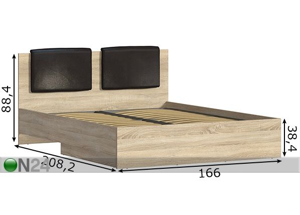 Pesukastiga voodi Vesta 160x200 cm mõõdud