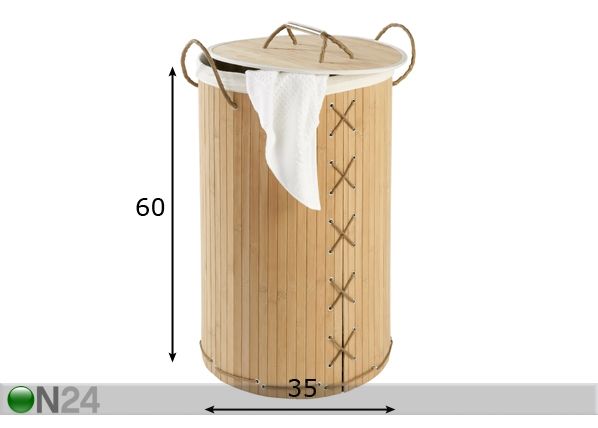 Pesukorv Bamboo mõõdud