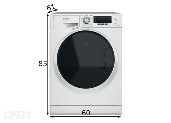 Pesumasin kuivatiga Hotpoint-Ariston NDD11725DAEE mõõdud