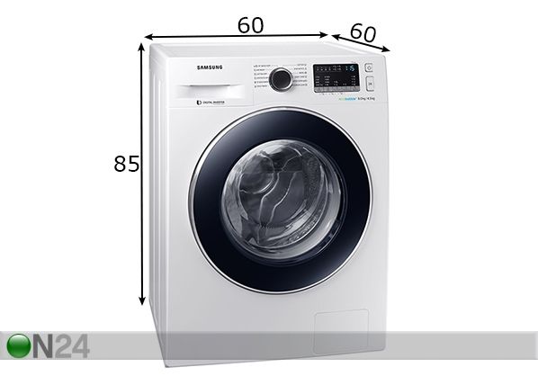 Pesumasin kuivatiga Samsung mõõdud