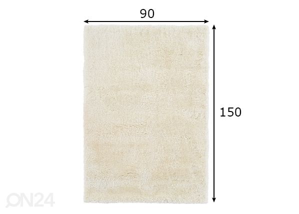 Pikakarvaline vaip 90x150 cm, valge mõõdud