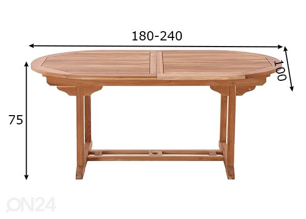 Pikendatav aialaud 180/240x100 cm mõõdud