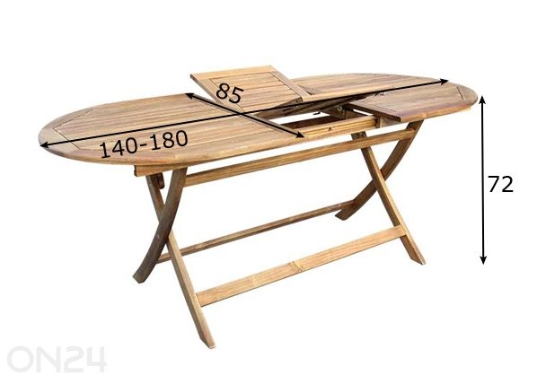Pikendatav aialaud Toledo 85x140-180 cm mõõdud