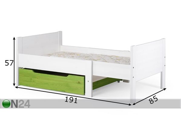 Pikendatav lastevoodi 75x185 cm mõõdud
