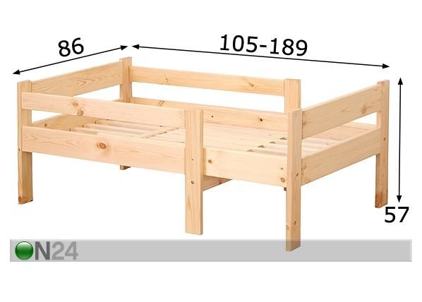 Pikendatav lastevoodi Emma mõõdud