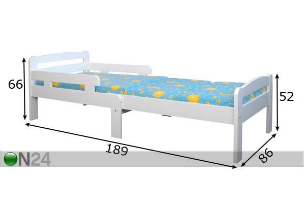 Pikendatav lastevoodi Kiku mõõdud