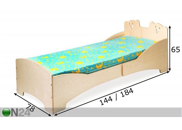 Pikendatav lastevoodi Teddy + madrats mõõdud