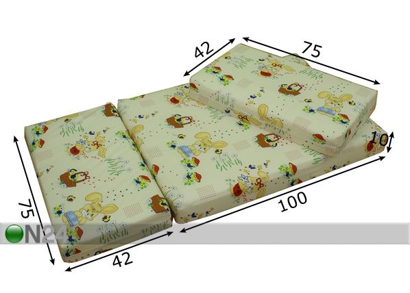 Pikendatav madrats Rabbit beige 75x100+42+42 cm mõõdud
