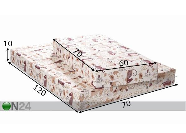 Pikendatav madrats Star 70x120+60 cm mõõdud