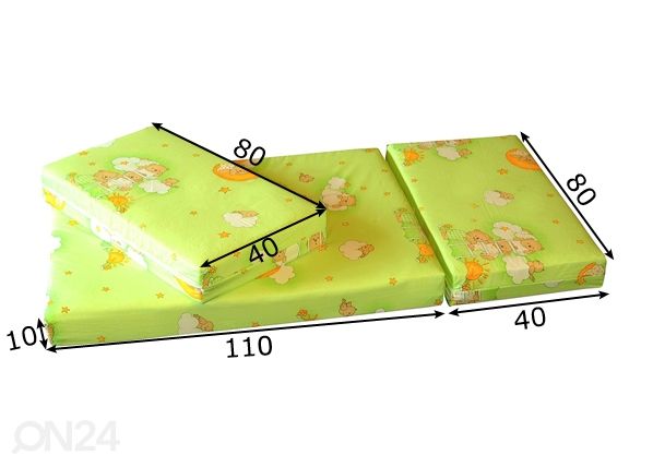 Pikendatav madrats Teddy Bear 80x110+40+40 cm mõõdud