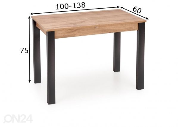 Pikendatav söögilaud 100/138x60 cm mõõdud