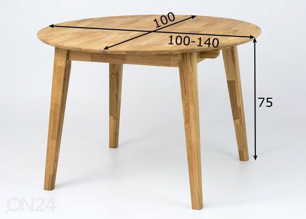 Pikendatav söögilaud 100/140x100 cm mõõdud