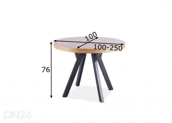 Pikendatav söögilaud 100-250x100 cm mõõdud