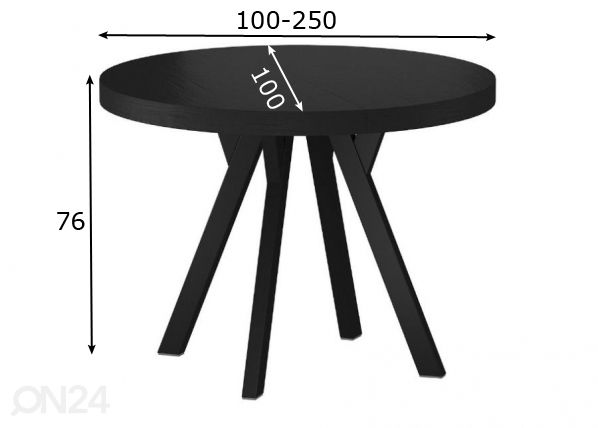 Pikendatav söögilaud 100-250x100 cm mõõdud
