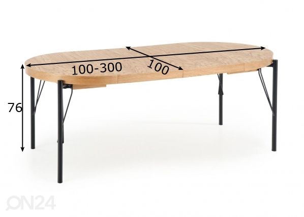 Pikendatav söögilaud 100/300x100 cm mõõdud