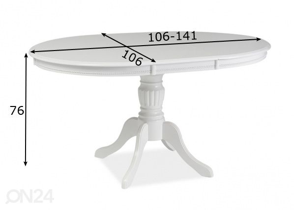 Pikendatav söögilaud 106x106-141 cm mõõdud