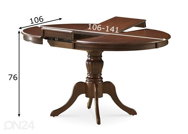 Pikendatav söögilaud 106x106-141 cm mõõdud