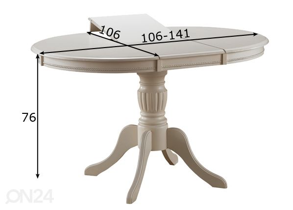 Pikendatav söögilaud 106x106-141 cm mõõdud