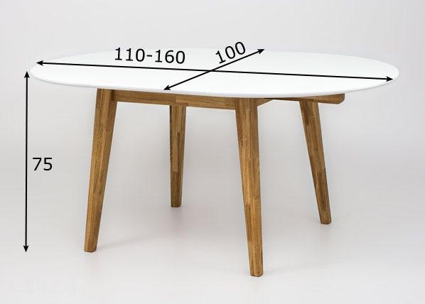Pikendatav söögilaud 110/160x100 cm mõõdud