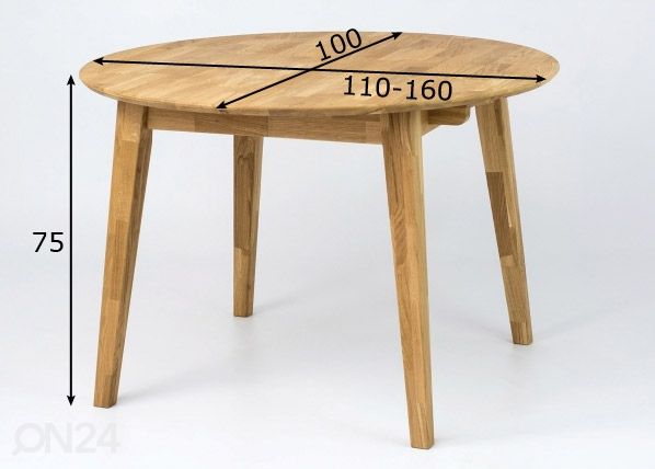 Pikendatav söögilaud 110/160x100 cm mõõdud