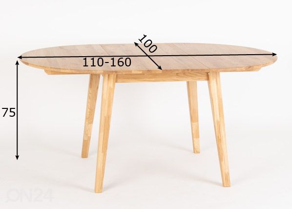 Pikendatav söögilaud 110/160x100 cm mõõdud