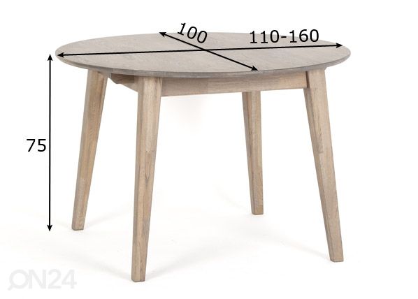 Pikendatav söögilaud 110/160x100 cm mõõdud
