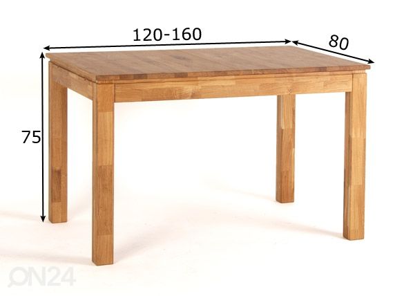 Pikendatav söögilaud 120/160x80 cm mõõdud
