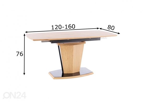 Pikendatav söögilaud 120-160x80 cm mõõdud