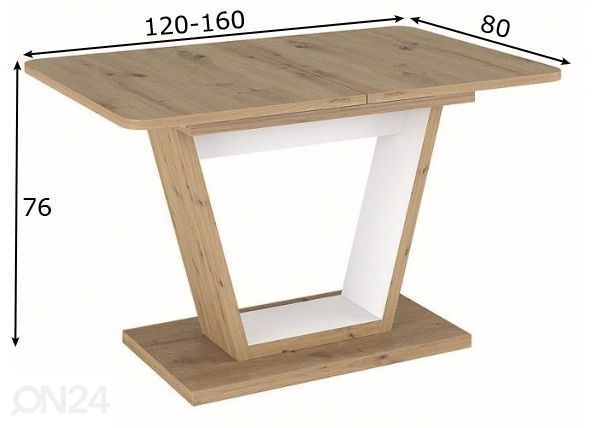 Pikendatav söögilaud 120-160x80 cm mõõdud
