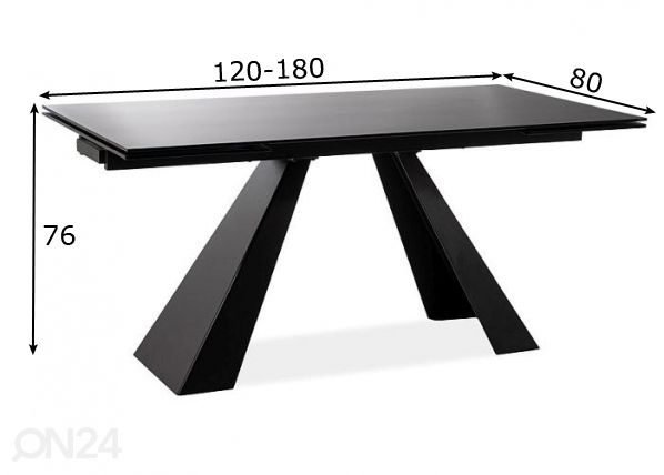 Pikendatav söögilaud 120-180x80 cm mõõdud