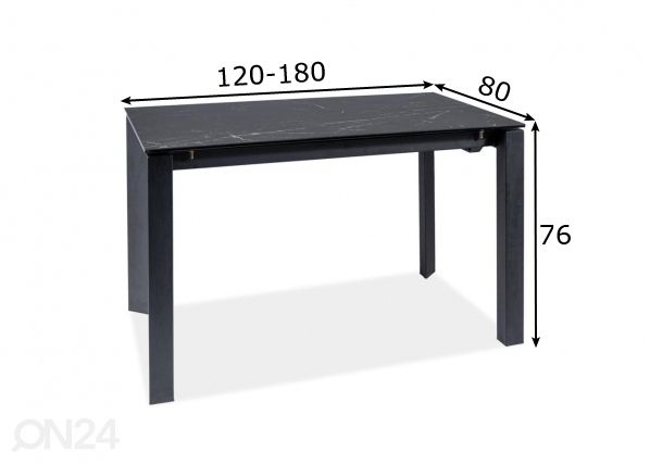 Pikendatav söögilaud 120-180x80 cm mõõdud