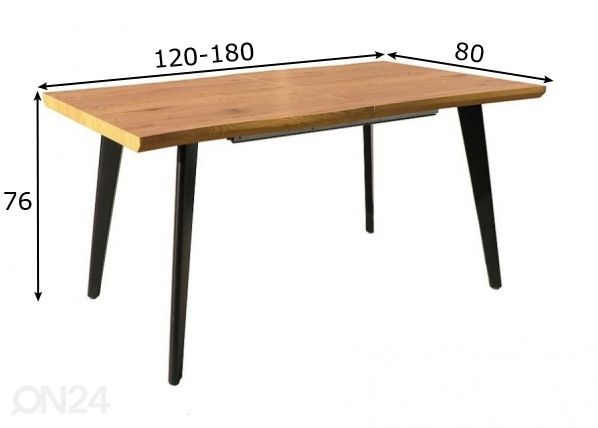 Pikendatav söögilaud 120-180x80 cm mõõdud