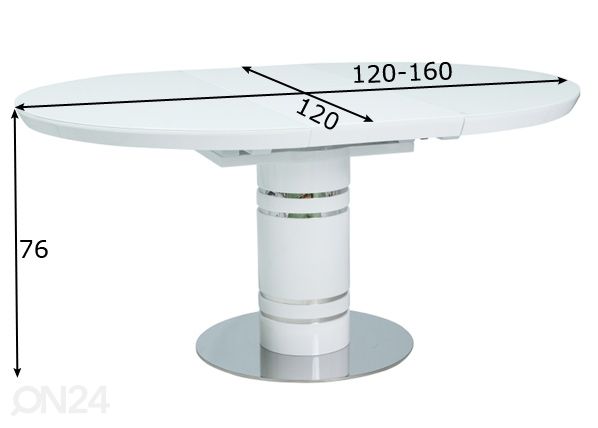Pikendatav söögilaud 120x120-160 cm mõõdud