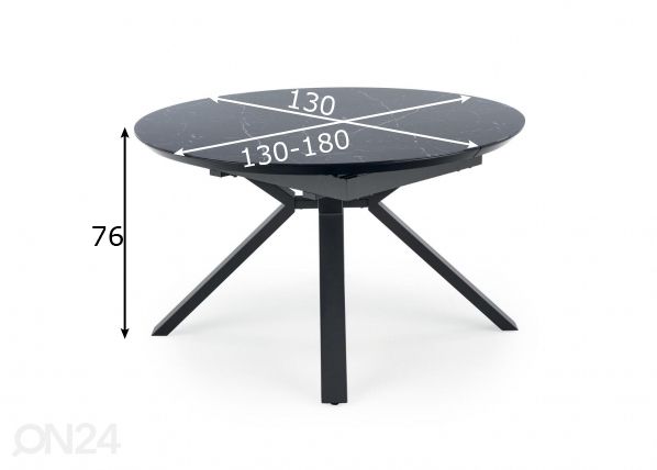 Pikendatav söögilaud 130/180x130 cm mõõdud