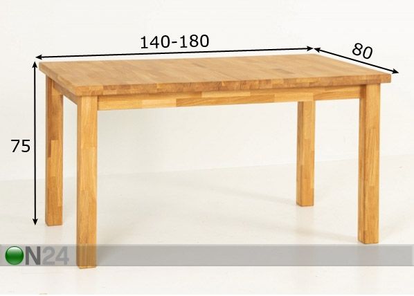 Pikendatav söögilaud 140/180x80 cm mõõdud