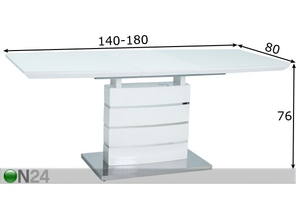 Pikendatav söögilaud 140-180x80 cm mõõdud