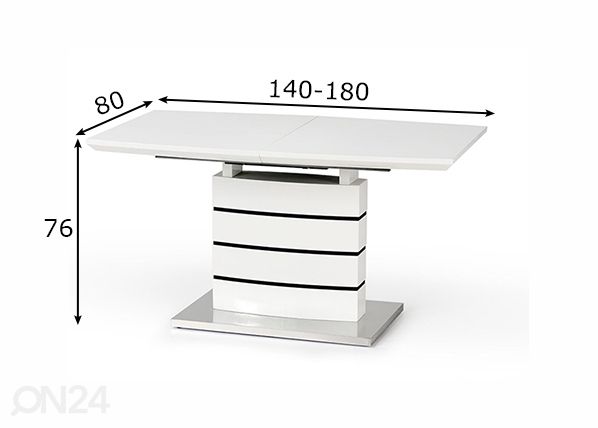 Pikendatav söögilaud 140-180x80 cm mõõdud